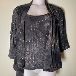 Samie & Jo Black Sequin Embellished Top with attached Jacket L/XL